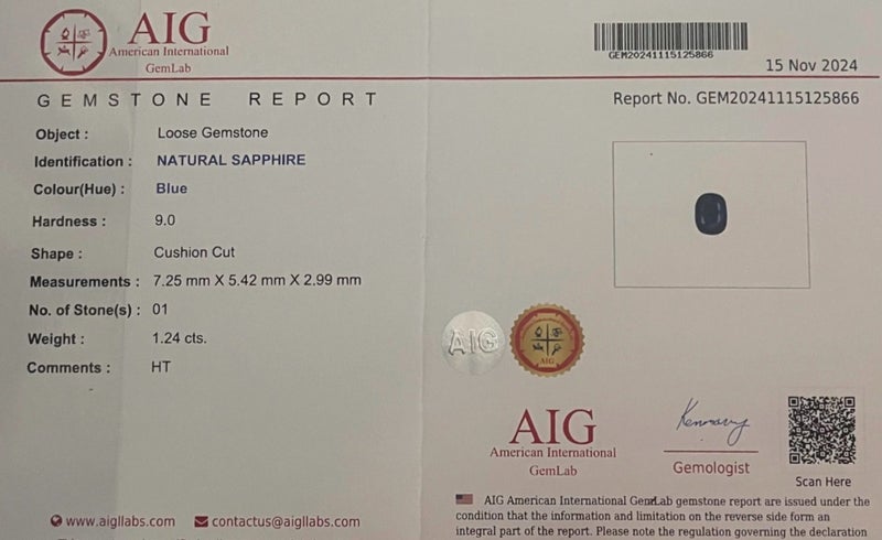 $1RES ~ $3100 Retail * Certified 1.24ct Royal Blue Sapphire - Showcase Carousel 9