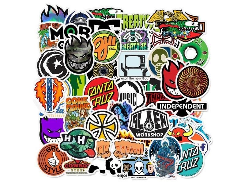 50 PCS Skateboard Logo Waterproof Stickers For Luggage Etc. Carousel 1