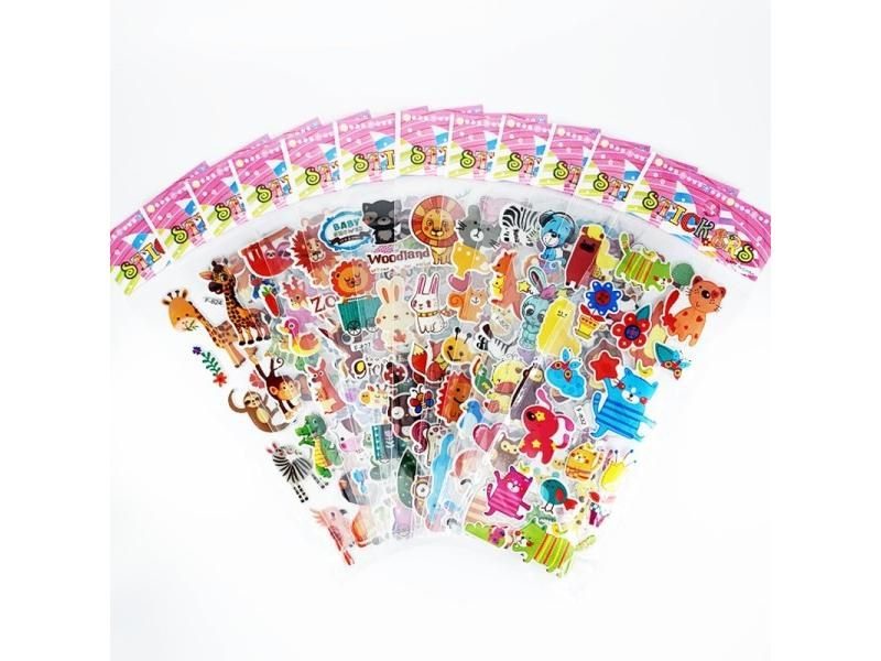 12 Sheets/Pack Kids 3D Puffy Bulk Cartoon Zoo/Fruit Stickers For Birthday Gift Carousel 2