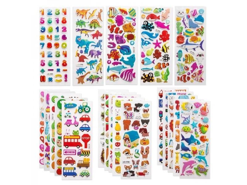 3D Stickers For Kids Toddlers 20/8 Different Sheets Cartoon Education Gift Carousel 2