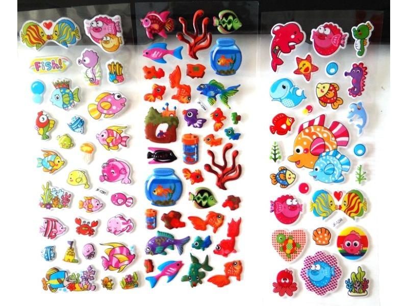 5 Sheets 3D Cartoon Fish Wall Stickers PVC Sticker Birthday Gift Carousel 1