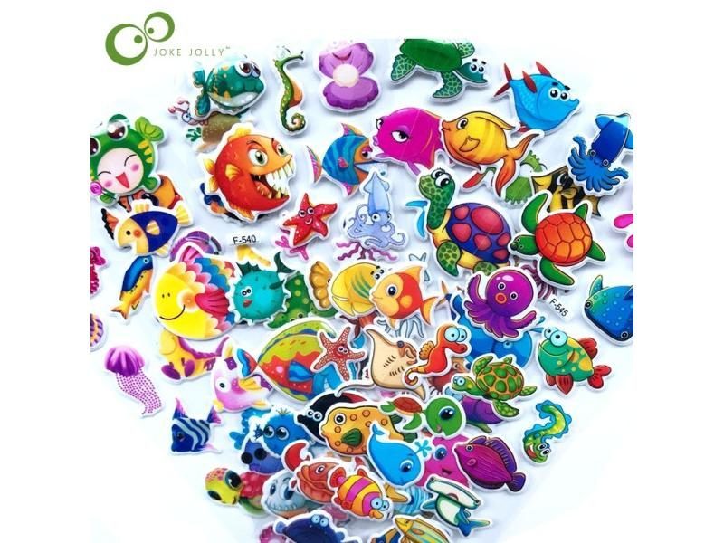 5 Sheets 3D Cartoon Fish Wall Stickers PVC Sticker Birthday Gift Carousel 2