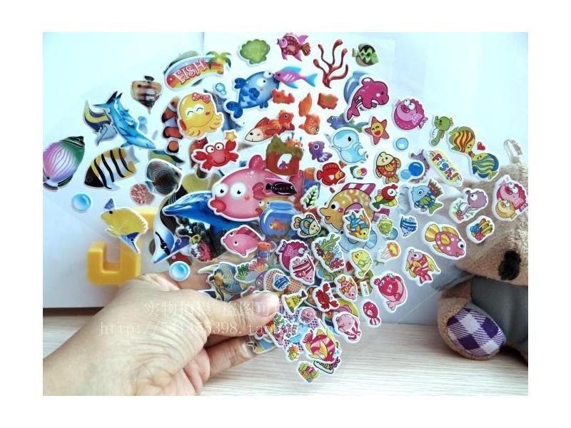 5 Sheets 3D Cartoon Fish Wall Stickers PVC Sticker Birthday Gift Carousel 4