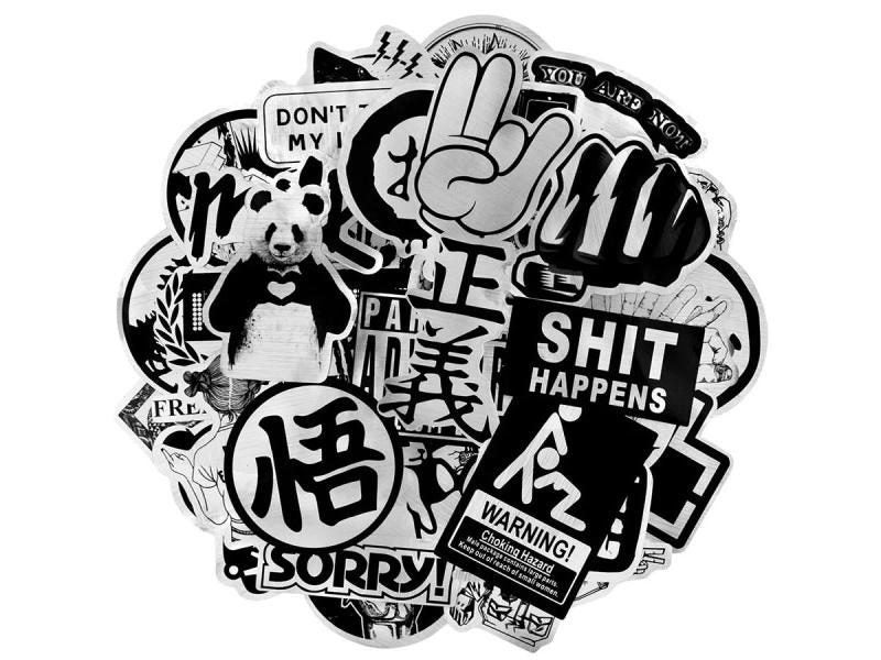 50PCS Metallic Black White Sticker DIY For Various Items Carousel 2