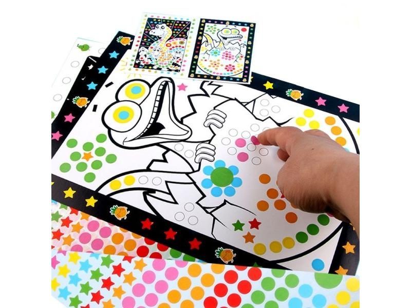 Funny Puzzle Dot Stickers For Kids Cute Cartoon Animal Drawing Mosaic Sticker Carousel 2