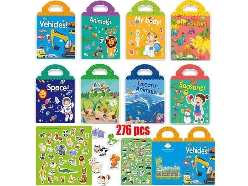 Hot New Children's Scene Stickers DIY Puzzle Sticker Books Reusable Cartoon Carousel 2