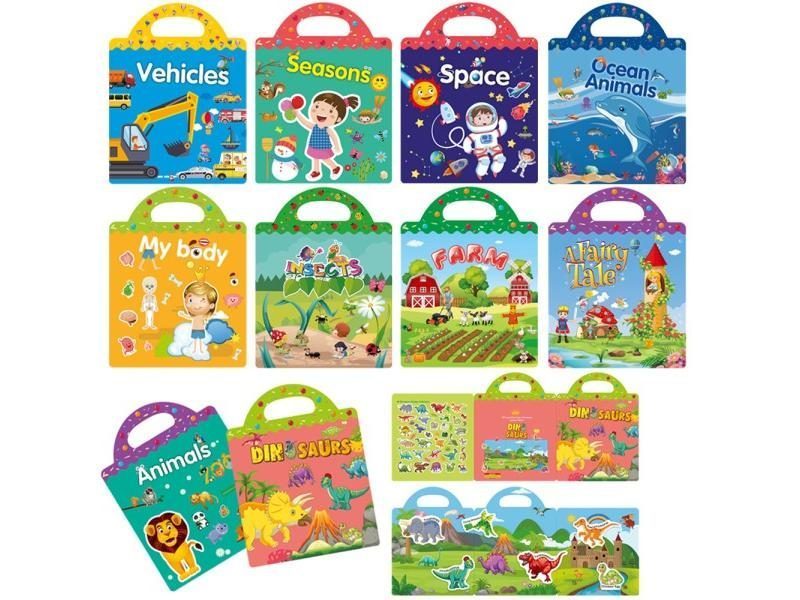 Hot New Children Scene Stickers DIY Hand-on Puzzle Sticker Books Reusable Carousel 2