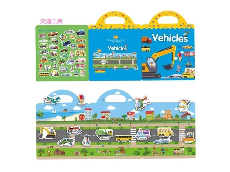 Hot New Children Scene Stickers DIY Hand-on Puzzle Sticker Books Reusable Carousel 4