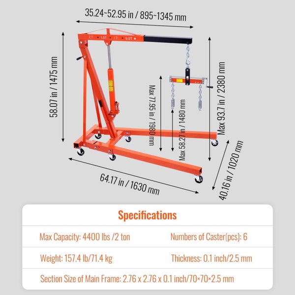 Vevor Hydraulic Engine Hoist With Lever 2000Kg Heavy Duty Cherry Picker Shop Cra Carousel 2