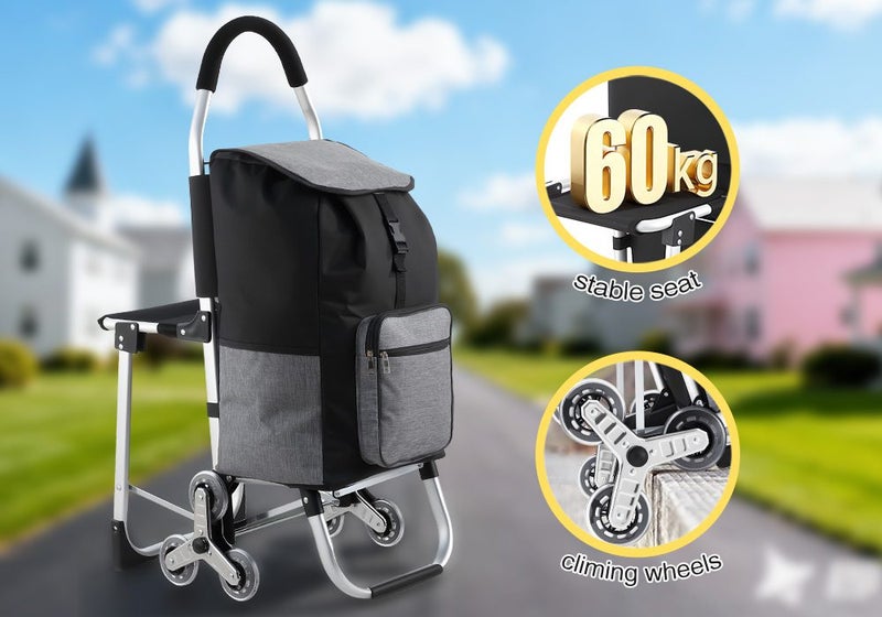 Shopping Cart Folding Trolley Dolly Market Luggage Storage Basket Bag Carousel 2