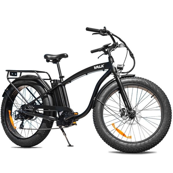 Electric Fat Tyre Cruiser Bike Ebike With Throttle Matte Black Carousel 1