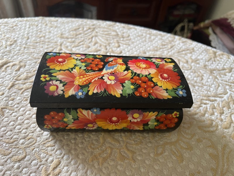 Wooden Hand Painted Juwerely box Made in Ukraine with the artist's signature Carousel 1
