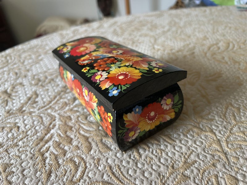 Wooden Hand Painted Juwerely box Made in Ukraine with the artist's signature Carousel 11
