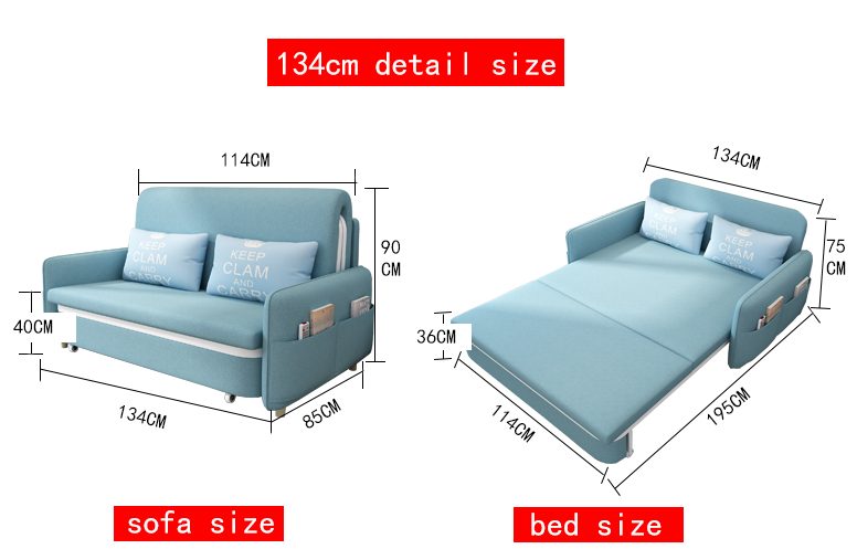SOFA BED - DOUBLE SOFA BED WITH STORAGE- LIGHT BLUE Carousel 1