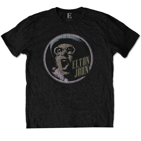 Elton John Unisex Adult Circle Cotton T-Shirt Carousel 1