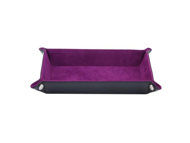 Rectangle Storage Tray PU Leather Velvet Folding Dice Tray Table Games Key Carousel 1