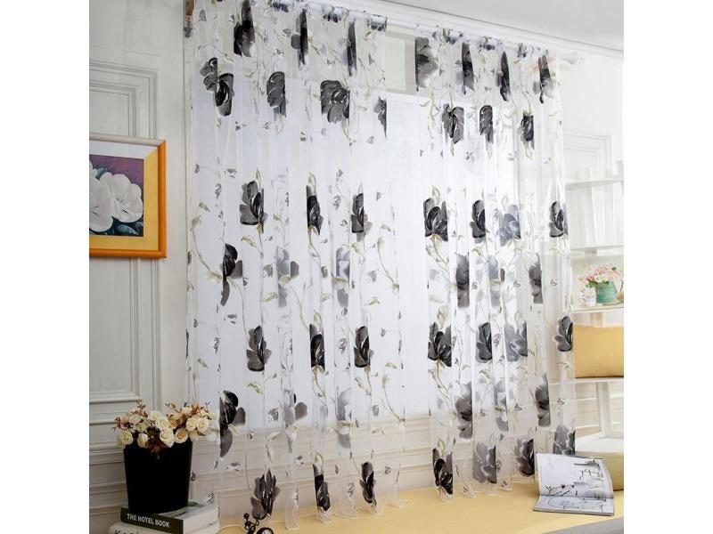 Floral Tulle Curtains For Living Room White Sheer Curtains For Bedroom Door Carousel 1