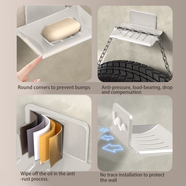 Soap Dish Holder for Shower Suction Cup Wall Mounted Self Draining NO-Drillin Carousel 8