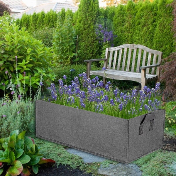 Fabric Raised Garden Bed Rectangle Breathable Planting Container Bag Gray 60X Carousel 4