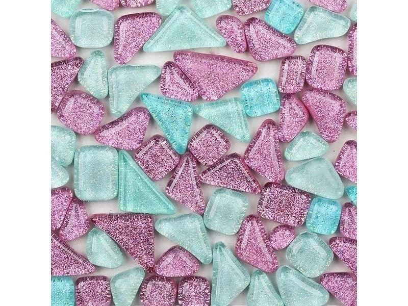 120g/4.23oz (Approx. 85pcs) Polygon Glass Mosaic Tiles Bright/Glitter Mosaic Carousel 1