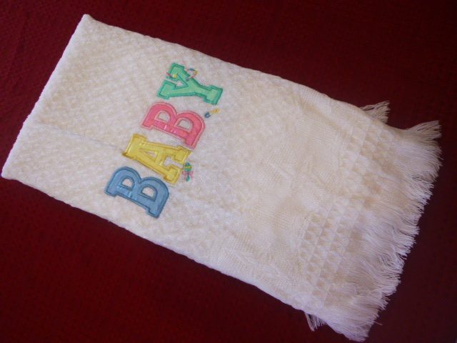 BEAUTIFUL NEW WHITE SHAWL with " BABY " EMBROIDERY Carousel 1