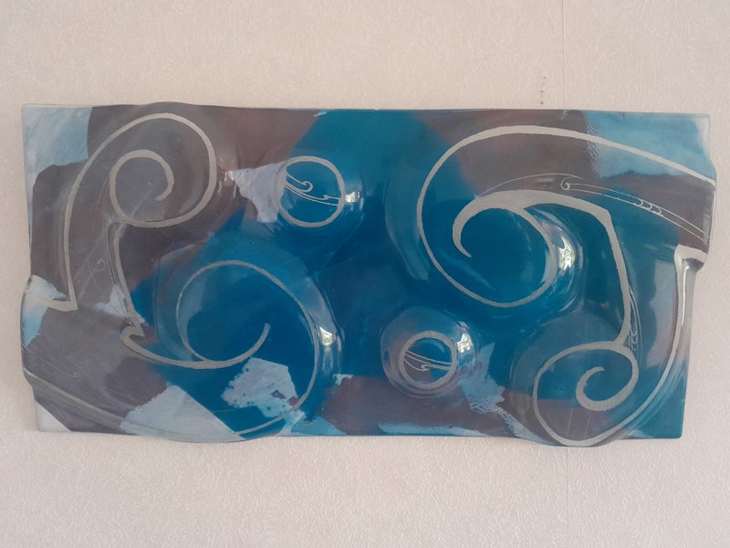 Glass Art Fronds Blue 390mm Long 195mm Wide Carousel 1