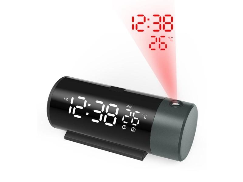 Projection Digital Alarm Clock With 180° Rotatable Projector Clear LED Carousel 1