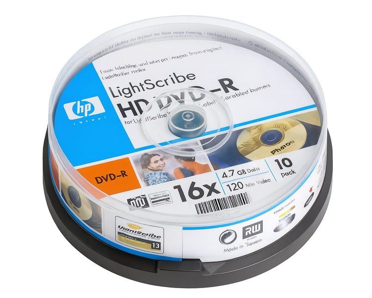 HP DVD+R / DVD-R 4.7GB 16x 10-pack Cakebox Lightscribe Carousel 1