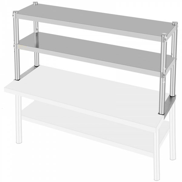 Stainless steel overbench double shelving 1500mm L x 300mm D x 600mm H - 2 tier Carousel 2