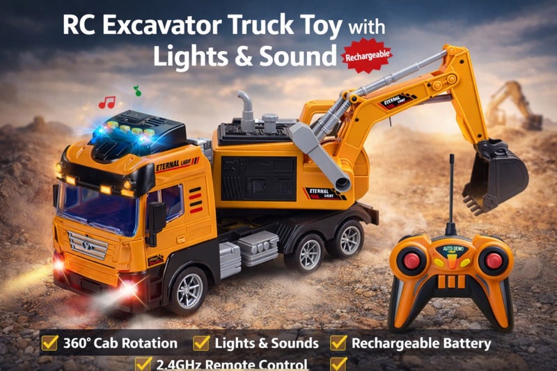 RC Excavator Truck with Lights & Sound – Rechargeable Carousel 1