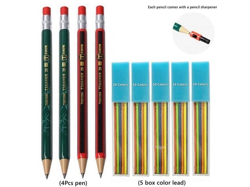 2.0mm Mechanical Pencils Set 2B With Sharpener Color Leads Carousel 1