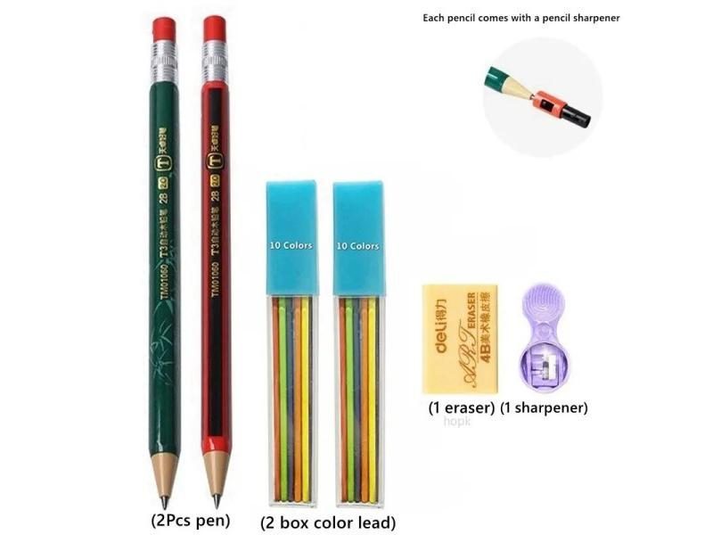 2.0mm Mechanical Pencils Set 2B With Sharpener Color Leads Carousel 4