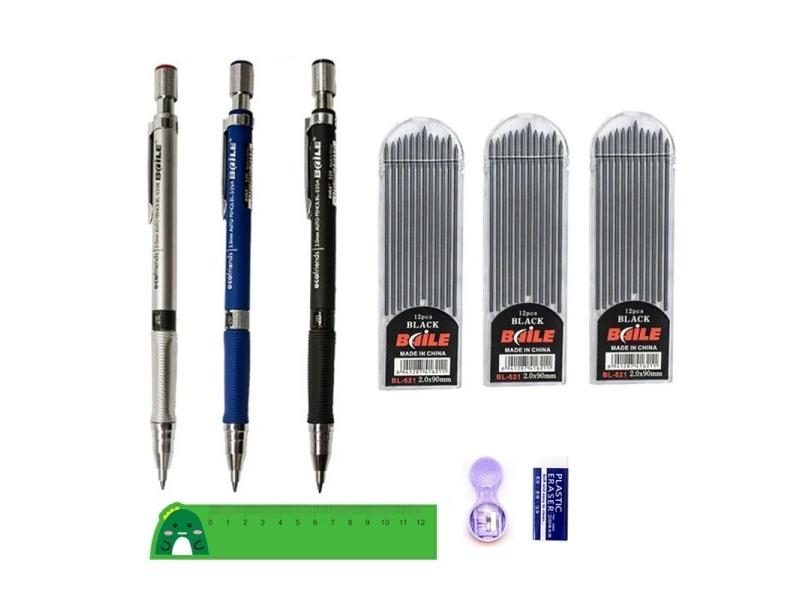 Mechanical Pencil Set 2.0mm 2B Lead Refill Eraser For Student Writing/Painting Carousel 2
