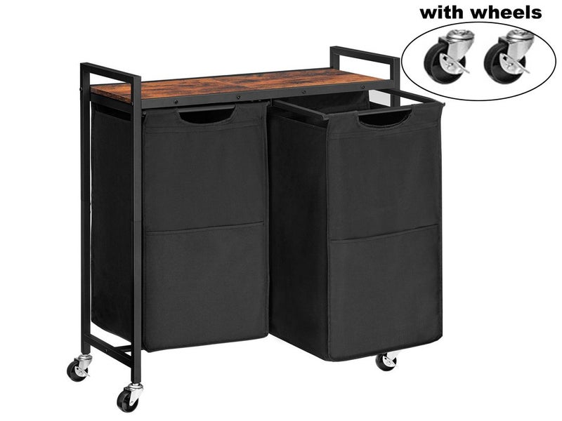 Laundry Hamper Basket with 2 Sorter and Wheels Carousel 1