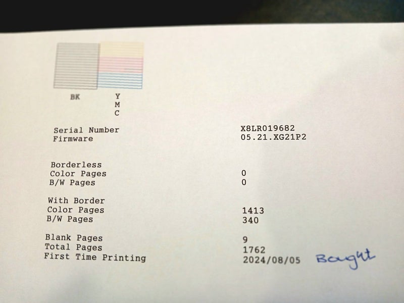 Printer Epson ET-1810 bought May 2024 ECO inks Carousel 3