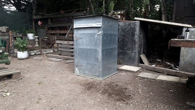 Old Galvanized Steel 4 Shelf Cabinet Carousel 5
