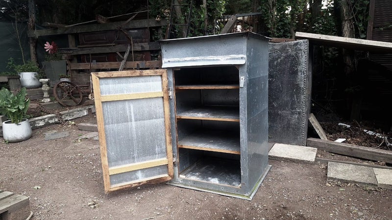 Old Galvanized Steel 4 Shelf Cabinet Carousel 2
