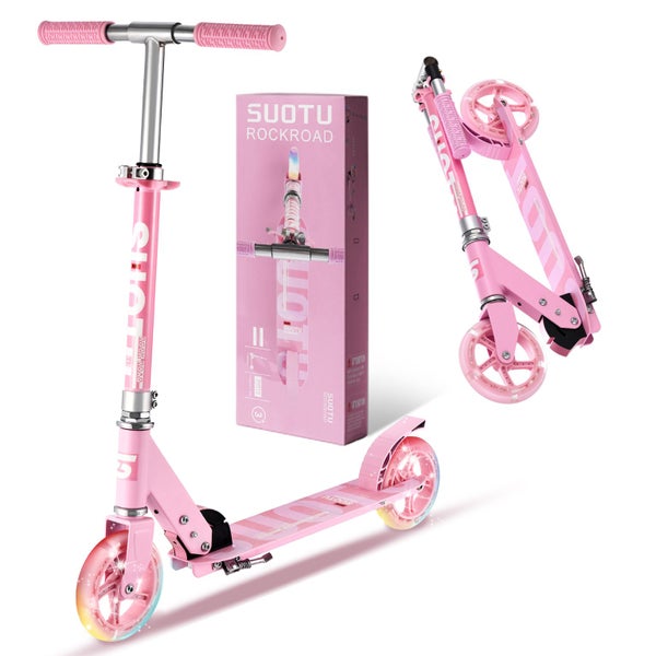 Suotu K18 Pink Kids Scooter with LED Wheels – Adjustable & Foldable, Ages 3–12 Carousel 2
