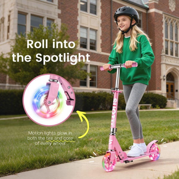 Suotu K18 Pink Kids Scooter with LED Wheels – Adjustable & Foldable, Ages 3–12 Carousel 1