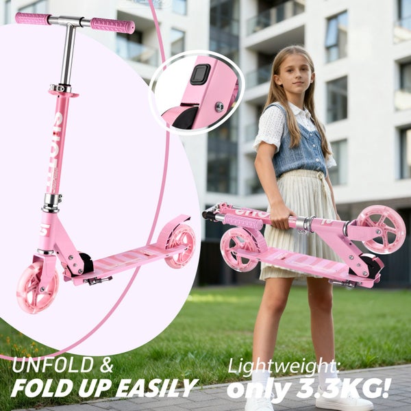 Suotu K18 Pink Kids Scooter with LED Wheels – Adjustable & Foldable, Ages 3–12 Carousel 5