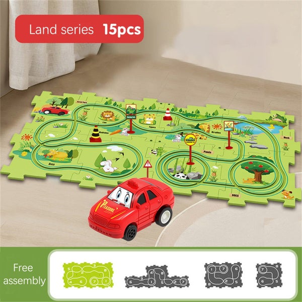 School Supplies DIY Assembly Electric Cart Upgrade Children's Puzzle Track Ga Carousel 2