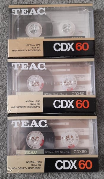3 x 60 min TEAC CDX 60min Blank Audio Cassette Tapes (new/sealed) Carousel 1