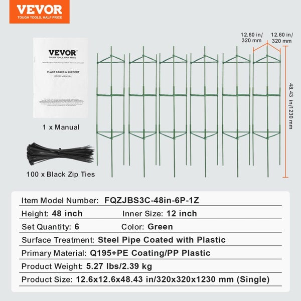 Vevor 6 Packs Tomato Cages For Garden 1230 Mm Trellis Plant Stakes Support Stack Carousel 2