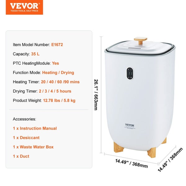Vevor 35L Large Towel Warmer Bucket With Led Screen Drying Fuction & Timer White Carousel 2