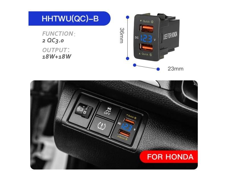 QC3.0 Dual Port Toma Fast Phone 12V Charger With LED Voltmeter Car USB Built-in Carousel 1