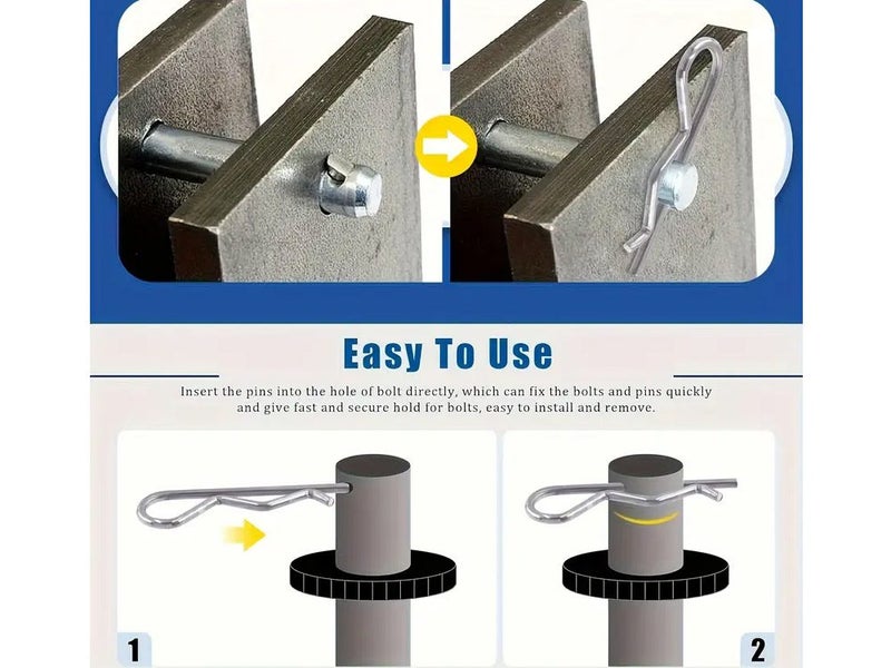Carbon Steel Spring R Type Cotter Pin Retaining Clips R-shaped Pin Clamp Hair Carousel 12
