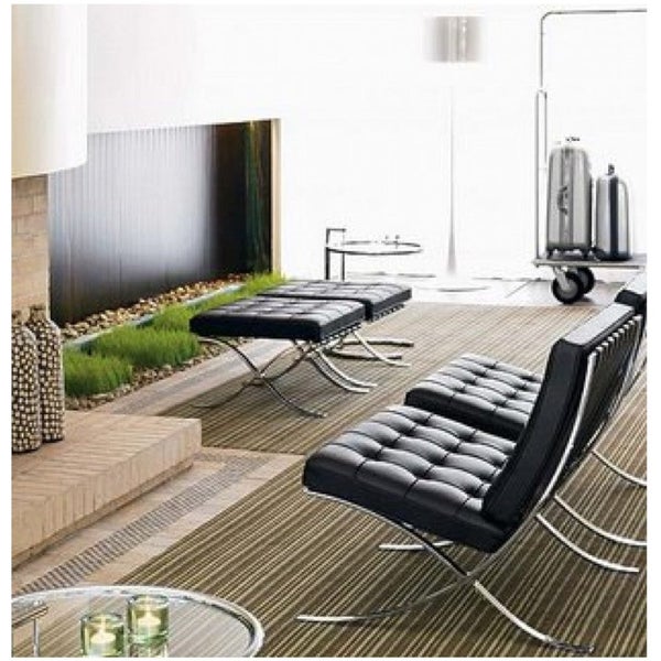 Sky Blue Furniture Black Bonded Leather Barcelona Chair Solid Stainless Steel Fr Carousel 2