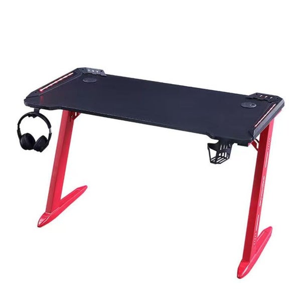 Gaming Desk With Led Lights Computer Z Shaped Red Carousel 1