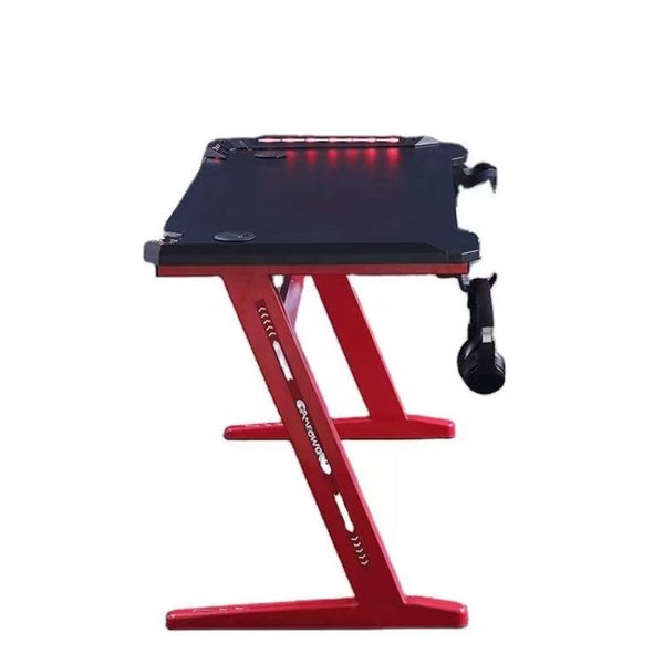 Gaming Desk With Led Lights Computer Z Shaped Red Carousel 2
