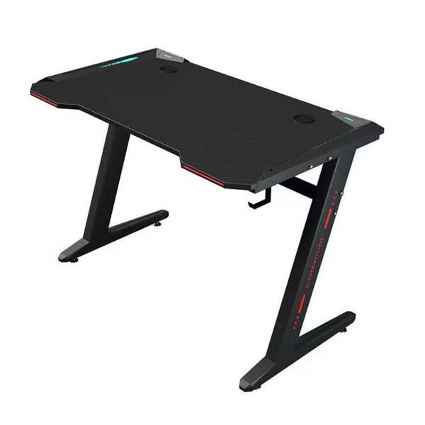 Gaming Desk With Led Lights Computer Z Shaped Black Carousel 1